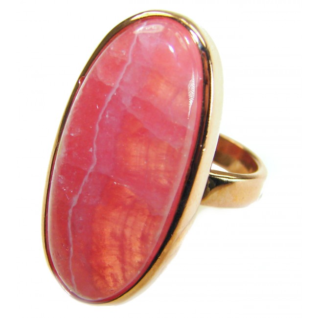 The best quality Argentinian Rhodochrosite 18K Rose Gold over .925 Sterling Silver handmade ring size 8 adjustable