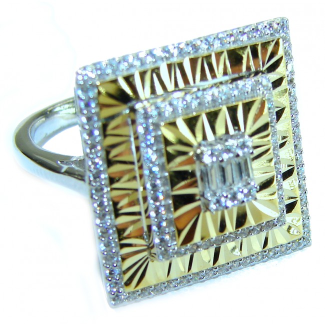 Art Deco 18.2 carat White Topaz 14K Gold over .925 Silver handcrafted Cocktail Ring s. 7 - photo 4