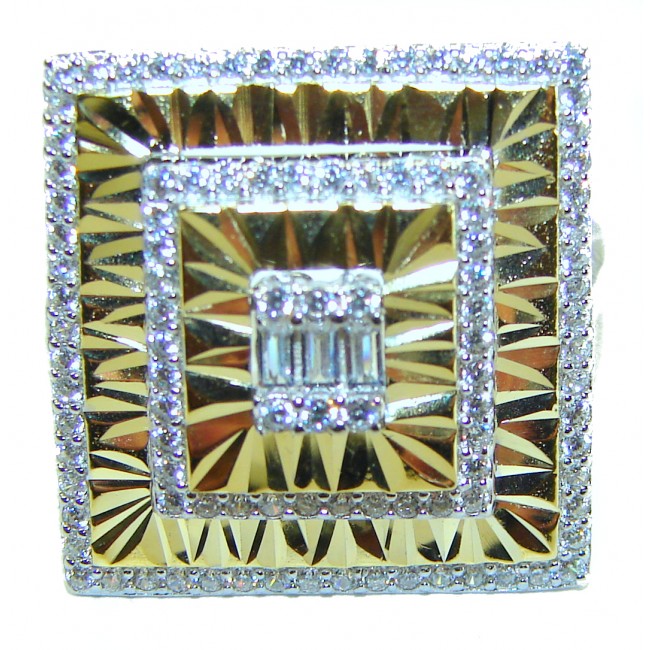 Art Deco 18.2 carat White Topaz 14K Gold over .925 Silver handcrafted Cocktail Ring s. 7 - photo 3