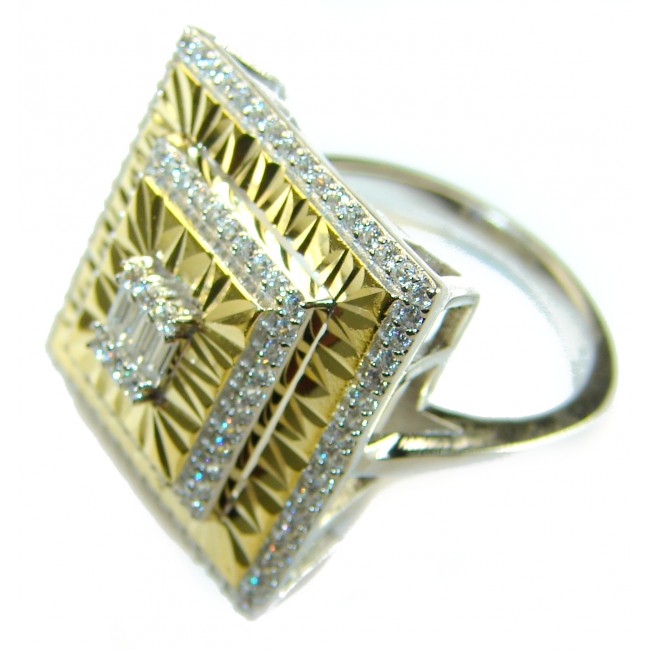 Art Deco 18.2 carat White Topaz 14K Gold over .925 Silver handcrafted Cocktail Ring s. 7 - photo 2