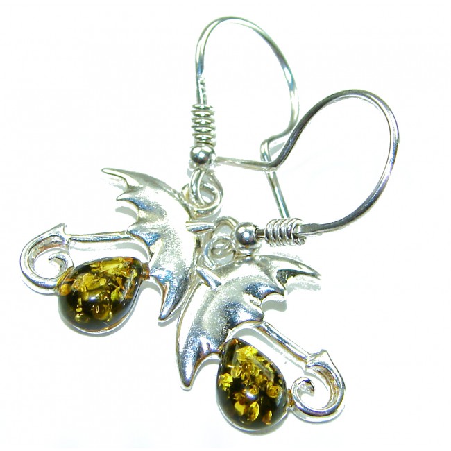 Umbrellas Genuine Baltic Amber .925 Sterling Silver handcrafted Earrings