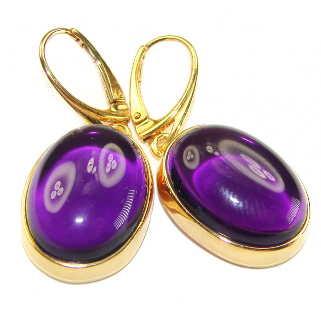 Lavender Beauty authentic 16.2 carat Amethyst 14K Gold over .925 Sterling Silver handcrafted earrings