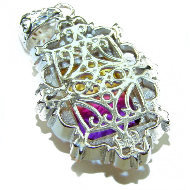 Deluxe baquette cut 12.5 carat Ametrine 18K Gold over .925 Sterling Silver handmade Pendant