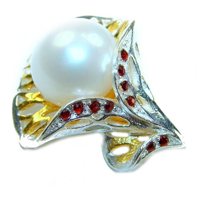 Real Freshwater Pearl 18K Gold over .925 Sterling Silver handmade Pendant