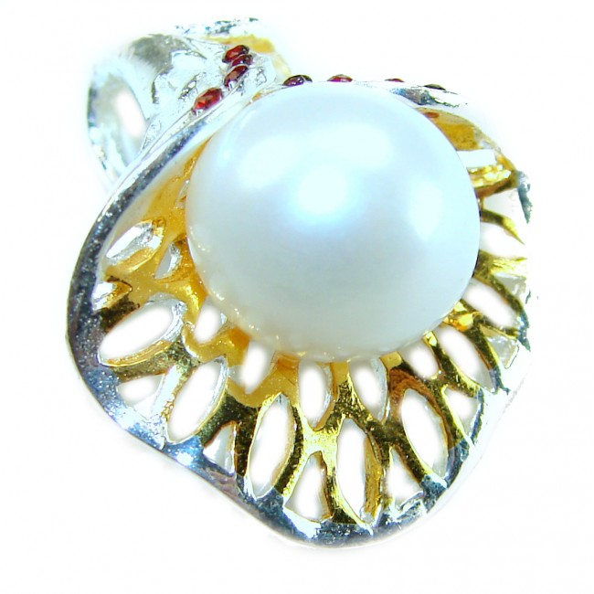 Real Freshwater Pearl 18K Gold over .925 Sterling Silver handmade Pendant