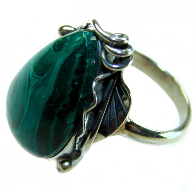 22.2 CARAT genuine Malachite from Utah .925 Sterling Silver handcrafted ring size 7 adjustable