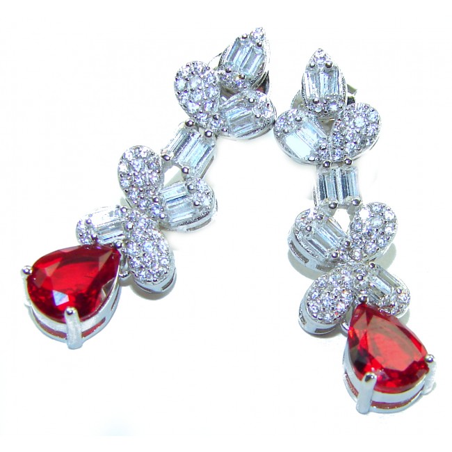 Magnificent Jewel 18.5 carat Ruby .925 Sterling Silver handcrafted incredible earrings