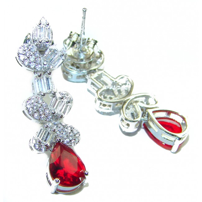 Magnificent Jewel 18.5 carat Ruby .925 Sterling Silver handcrafted incredible earrings