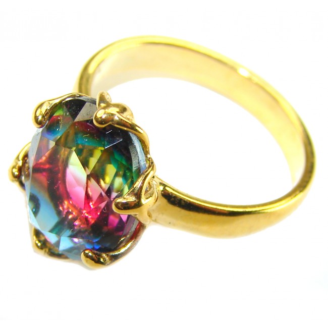 7.8 carat Brazilian Tourmaline .925 Sterling Silver dipped in 18K GOLD Perfectly handcrafted Ring s. 6 1/4