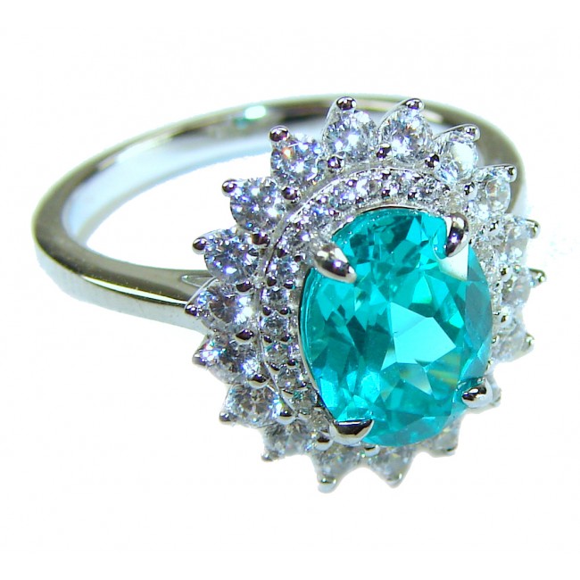 Eau Pure 6.5 carat Paraiba Tourmaline .925 Sterling Silver Handcrafted Ring size 6 1/4