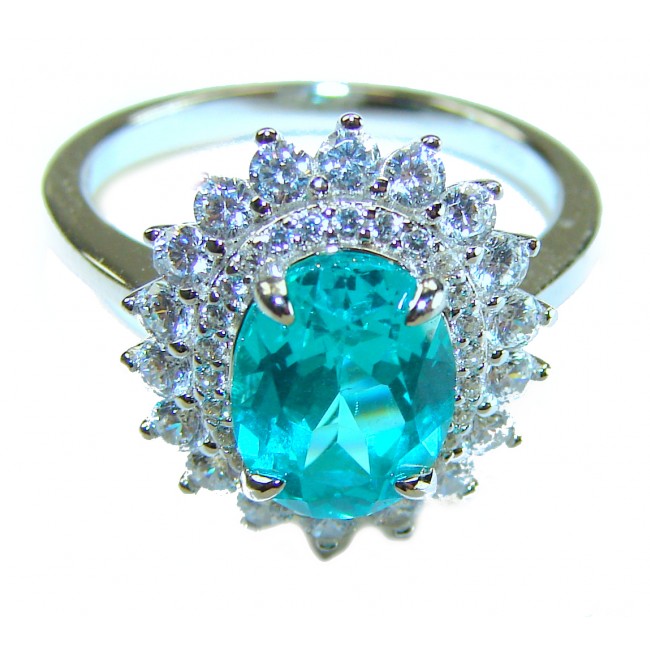 Eau Pure 6.5 carat Paraiba Tourmaline .925 Sterling Silver Handcrafted Ring size 6 1/4