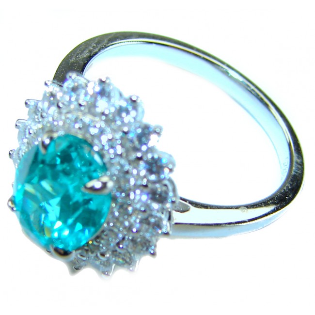 Eau Pure 6.5 carat Paraiba Tourmaline .925 Sterling Silver Handcrafted Ring size 6 1/4