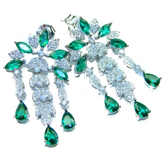 Giovanna - Authentic 25.9 carat Colombian Emerlad .925 Sterling Silver handcrafted earrings - photo 4