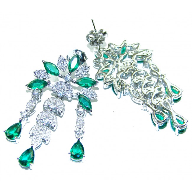 Giovanna - Authentic 25.9 carat Colombian Emerlad .925 Sterling Silver handcrafted earrings - photo 3