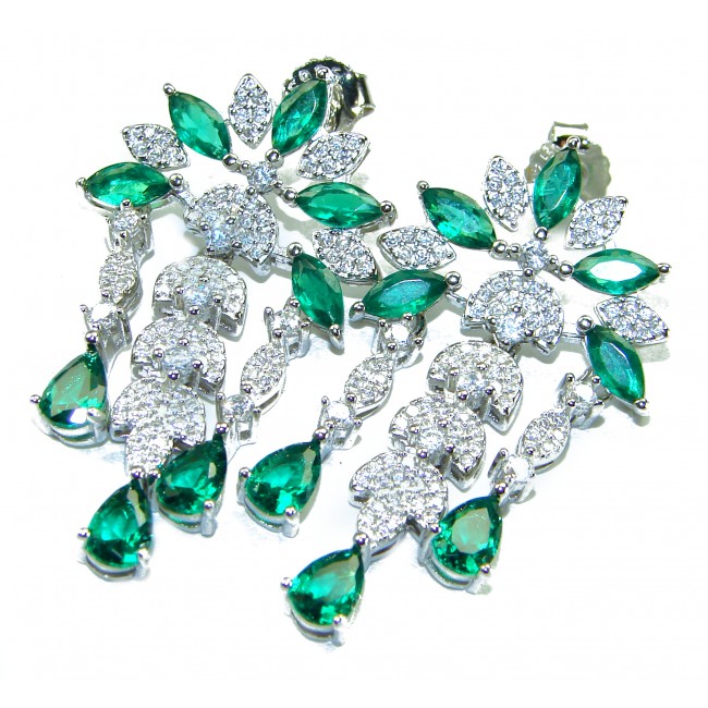Giovanna - Authentic 25.9 carat Colombian Emerlad .925 Sterling Silver handcrafted earrings - photo 2