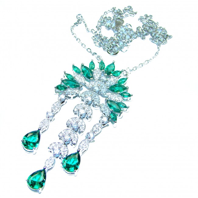 Giovanna - Authentic 25.9 carat Colombian Emerlad .925 Sterling Silver handcrafted Statement necklace