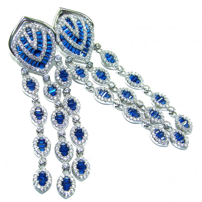 ART DECO - Magnificent Jewel 12.5 carat Sapphire .925 Sterling Silver handcrafted incredible earrings