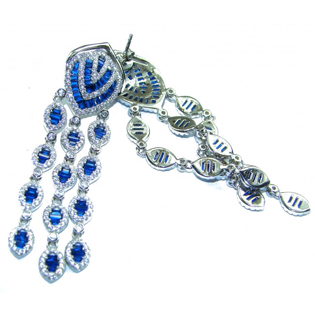 ART DECO - Magnificent Jewel 12.5 carat Sapphire .925 Sterling Silver handcrafted incredible earrings