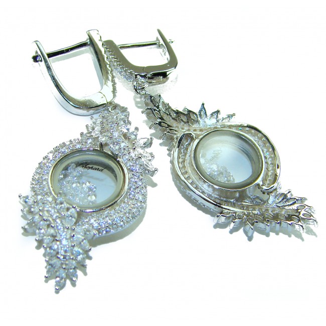 Floating Memories 11.5 carat White Topaz .925 Sterling Silver Handcrafted Statement earrings