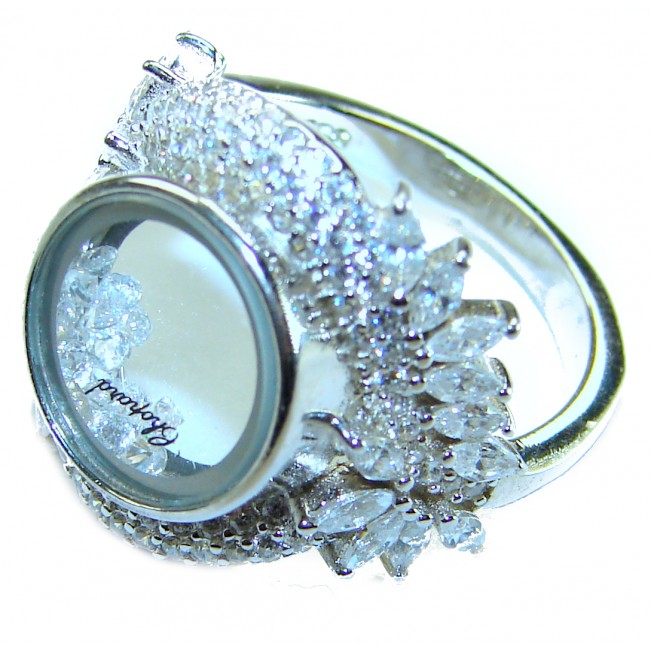 Floating Memories 12.5 carat White Topaz .925 Sterling Silver Handcrafted Ring size 6 1/4 - photo 1