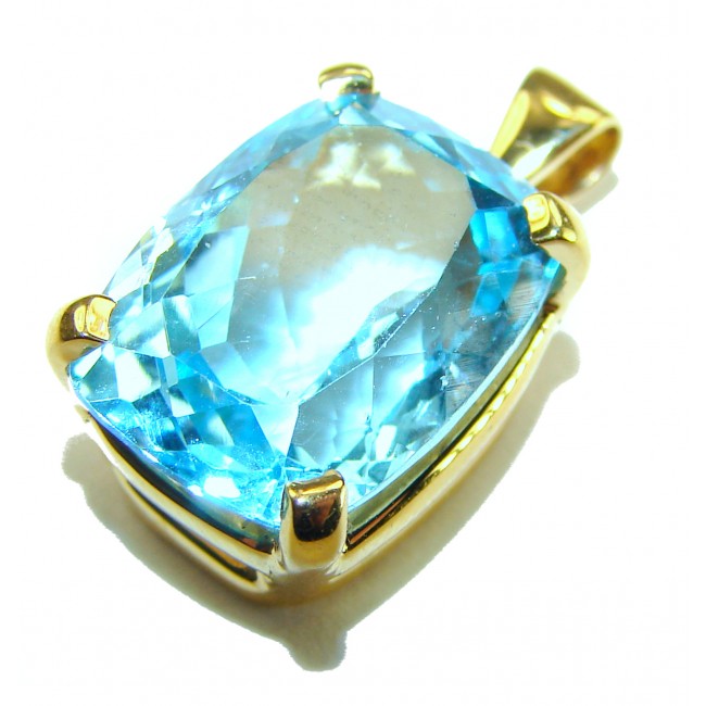 Atlantica baquette cut 10.9 carat Swiss Blue Topaz 18K Gold over .925 Sterling Silver Handcrafted Pendant - photo 3