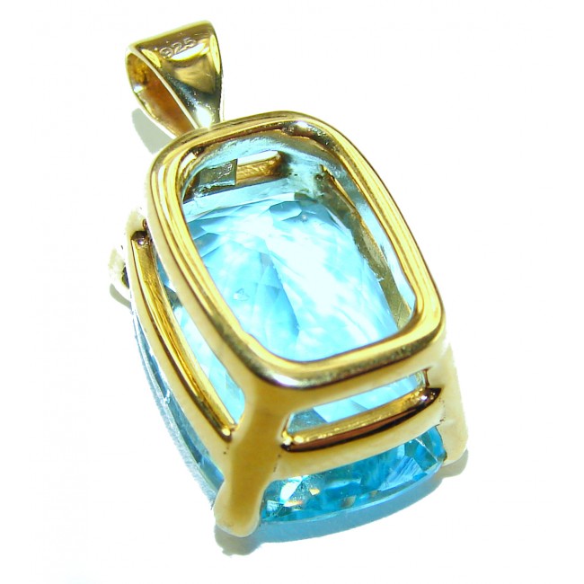 Atlantica baquette cut 10.9 carat Swiss Blue Topaz 18K Gold over .925 Sterling Silver Handcrafted Pendant - photo 2