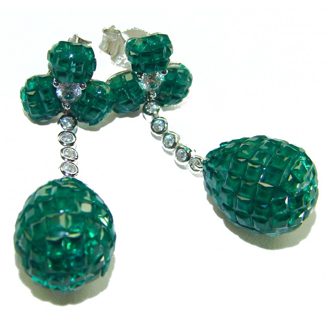 Giovanna - Authentic 21.9 carat Emerlad .925 Sterling Silver handcrafted earrings - photo 4