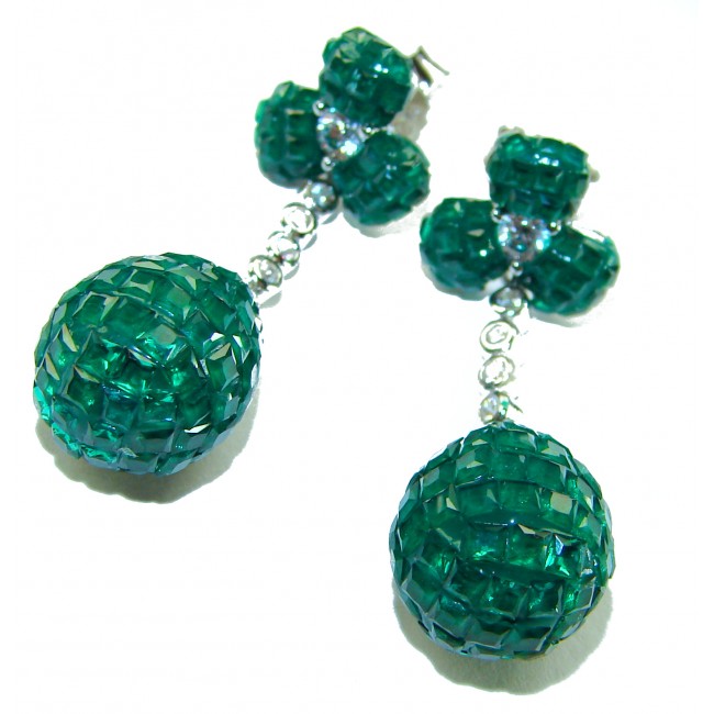 Giovanna - Authentic 21.9 carat Emerlad .925 Sterling Silver handcrafted earrings - photo 3