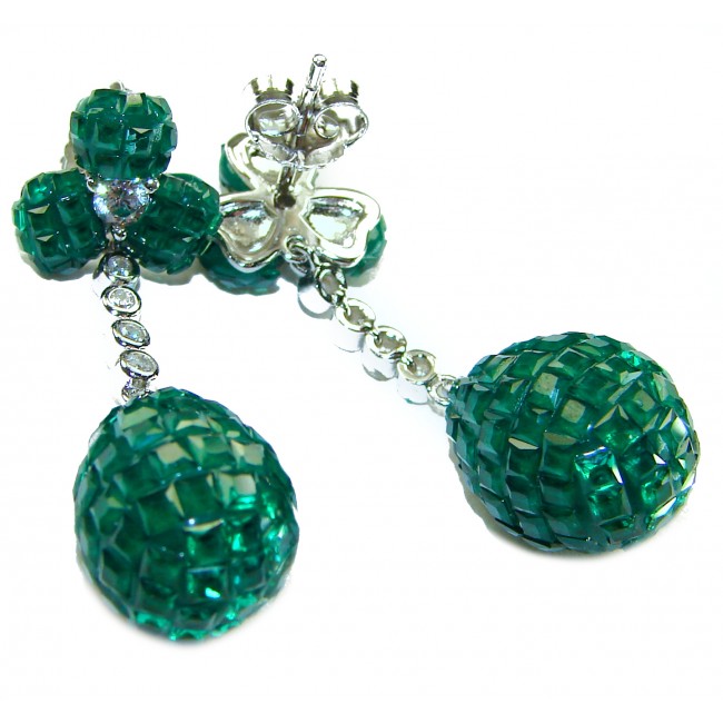 Giovanna - Authentic 21.9 carat Emerlad .925 Sterling Silver handcrafted earrings - photo 2