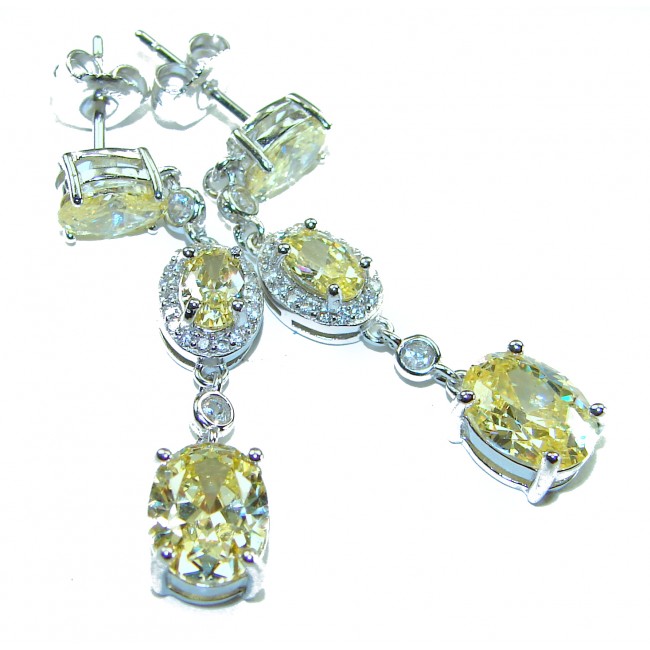 Born in Spain Luxurious Natural 7.2 carat Citrine from Spain .925 Sterling Silver handmade earrings
