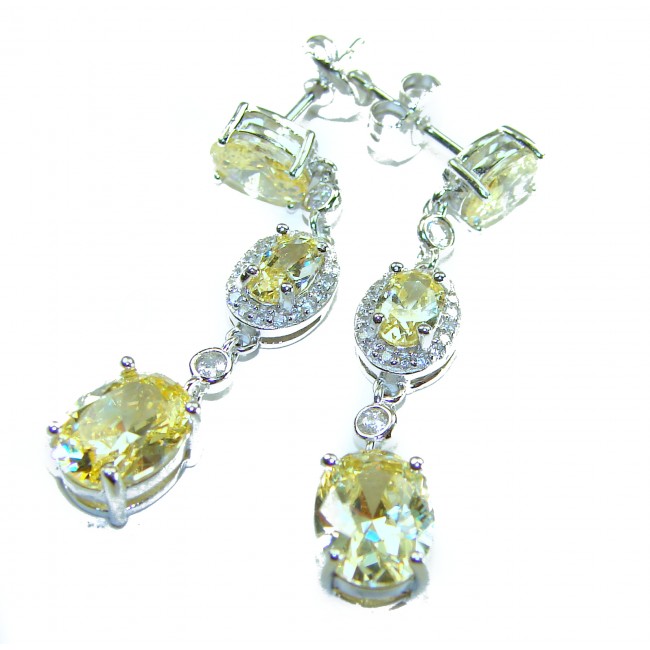 Born in Spain Luxurious Natural 7.2 carat Citrine from Spain .925 Sterling Silver handmade earrings