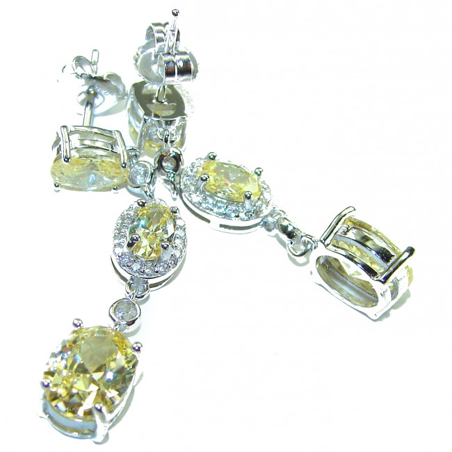 Born in Spain Luxurious Natural 7.2 carat Citrine from Spain .925 Sterling Silver handmade earrings