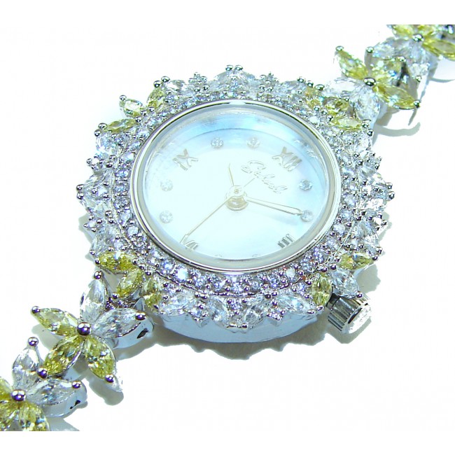 Precious 108.8 carat natural Peridot White Topaz .925 Sterling Silver handmade Bracelet - Watch