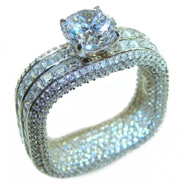 Snow Queen- 25.6 carat White Topaz .925 Sterling Silver handcrafted ring size 8 - photo 4