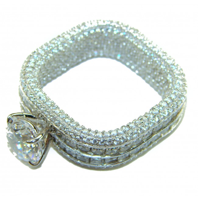 Snow Queen- 25.6 carat White Topaz .925 Sterling Silver handcrafted ring size 8 - photo 2
