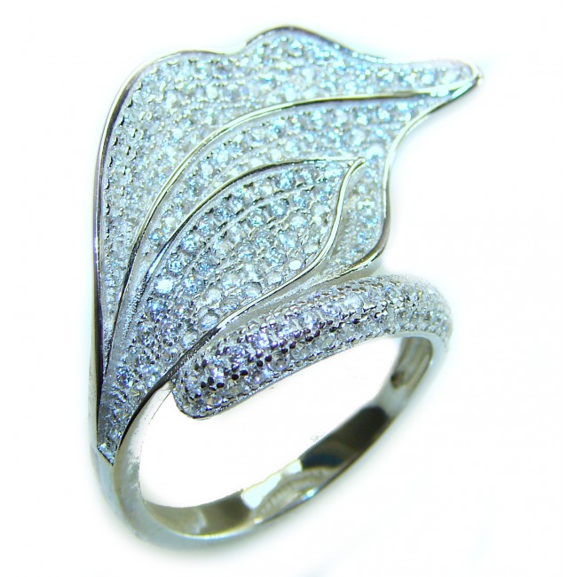 Precious Leaf Natural 11.2 carat White Topaz .925 Sterling Silver handcrafted Ring s. 8 - photo 3