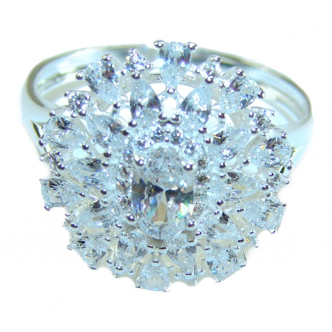 Art Deco 11.2 carat White Topaz .925 Silver handcrafted Cocktail Ring s. 9 - photo 2