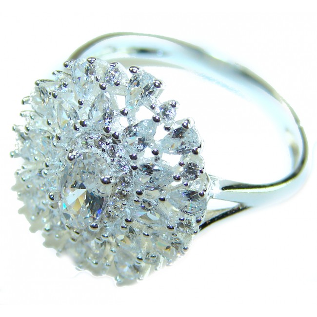 Art Deco 11.2 carat White Topaz .925 Silver handcrafted Cocktail Ring s. 9 - photo 1