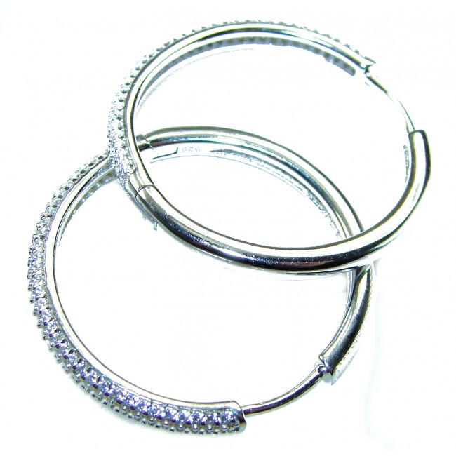 Allure Natural 8.2 carat White Topaz .925 Sterling Silver handcrafted hoop earrings - photo 1