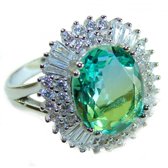 14.9 carat authentic Aquamarine .925 Sterling Silver Handcrafted Ring size 8 1/4