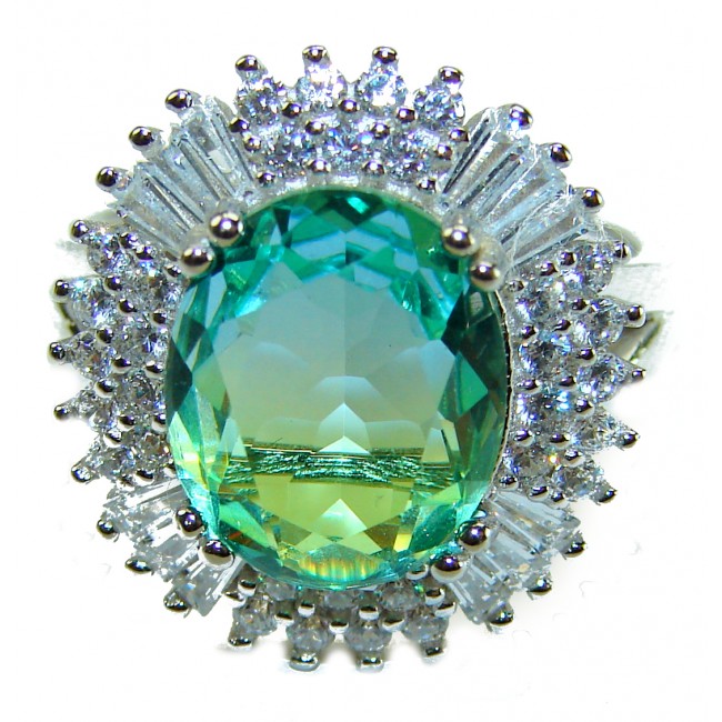 14.9 carat authentic Aquamarine .925 Sterling Silver Handcrafted Ring size 8 1/4