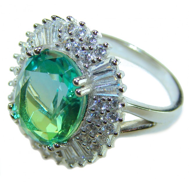 14.9 carat authentic Aquamarine .925 Sterling Silver Handcrafted Ring size 8 1/4