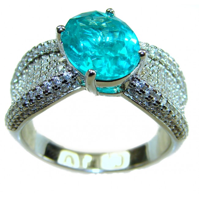 Eau Pure 7.5 carat Paraiba Tourmaline .925 Sterling Silver Handcrafted Ring size 7 1/4