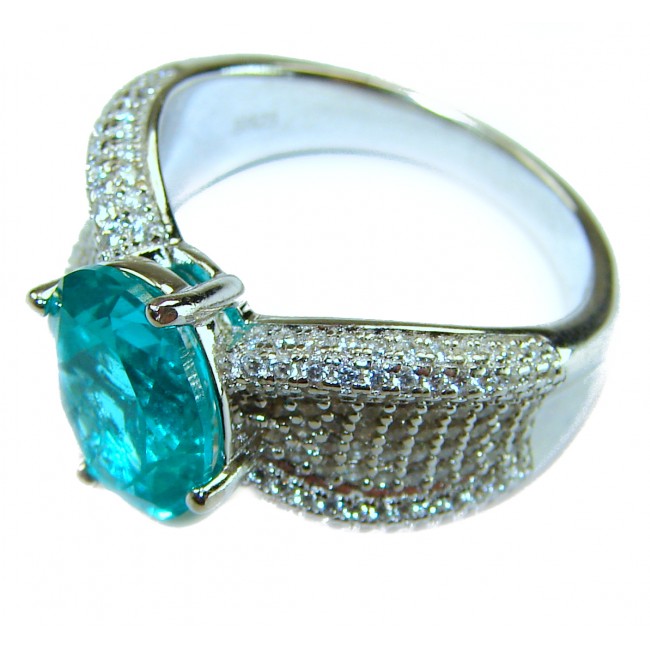 Eau Pure 7.5 carat Paraiba Tourmaline .925 Sterling Silver Handcrafted Ring size 7 1/4