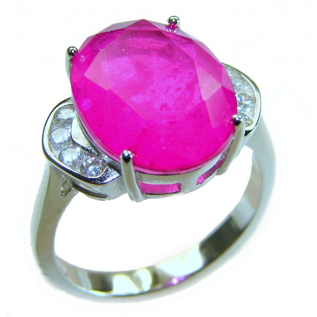 Born to Glam authentic 18.5 CARAT Pink Topaz .925 Silver handcrafted Eternity Ring s. 8 1/4