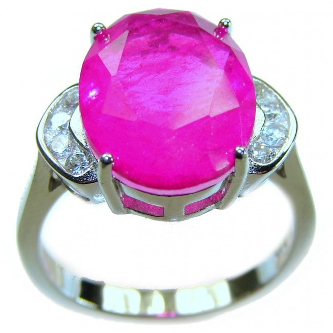 Born to Glam authentic 18.5 CARAT Pink Topaz .925 Silver handcrafted Eternity Ring s. 8 1/4