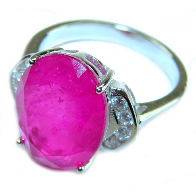 Born to Glam authentic 18.5 CARAT Pink Topaz .925 Silver handcrafted Eternity Ring s. 8 1/4