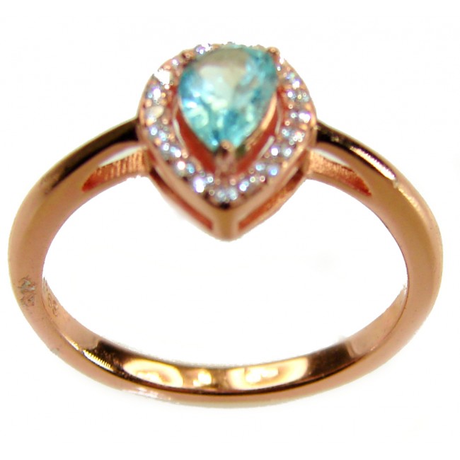 1.8 carat AQUAMARINE .925 Sterling Silver dipped in 18K Rose Gold Perfectly handcrafted Ring s. 6 - photo 3
