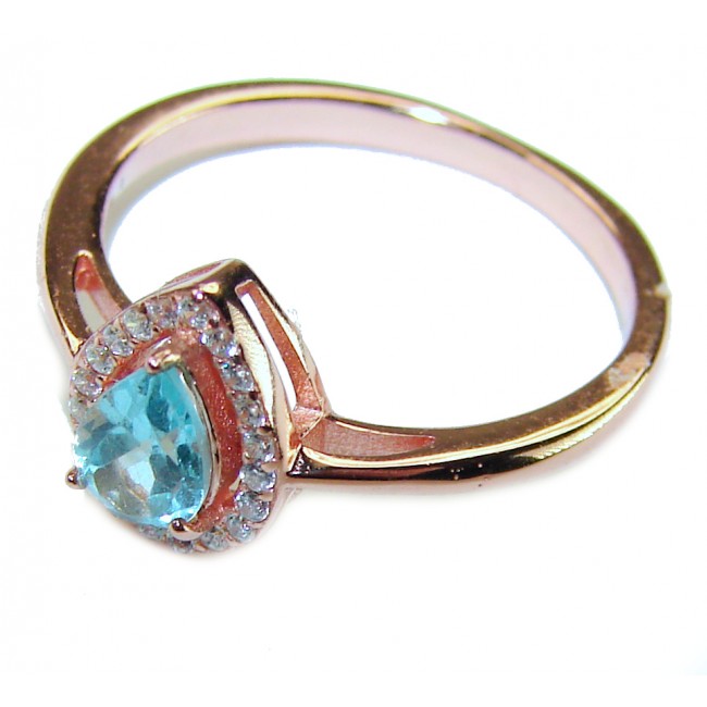 1.8 carat AQUAMARINE .925 Sterling Silver dipped in 18K Rose Gold Perfectly handcrafted Ring s. 6 - photo 1