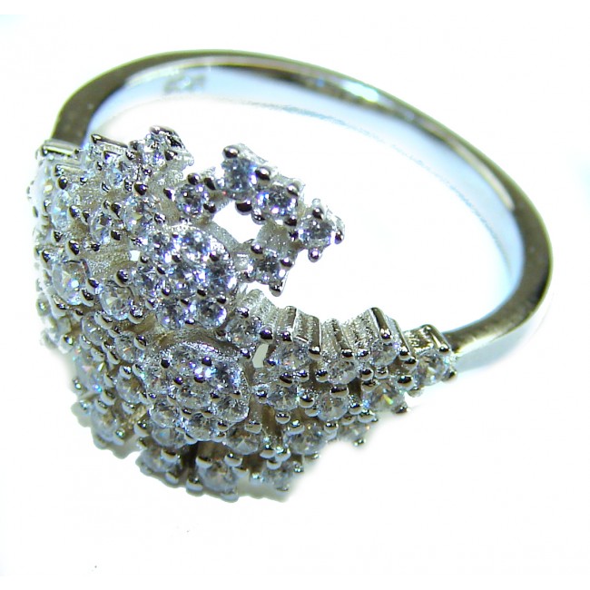 Art Deco 11.2 carat White Topaz .925 Silver handcrafted Cocktail Ring s. 6 1/4 - photo 1